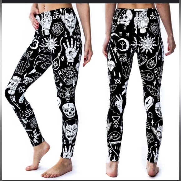 Killstar "Wicked" Occult Print Leggings small. Like new - Picture 1 of 5